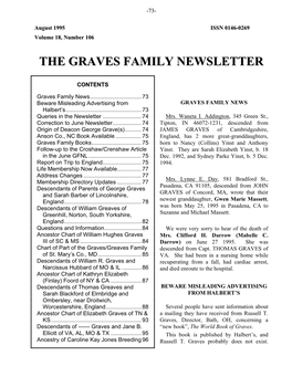 The Graves Family Newsletter