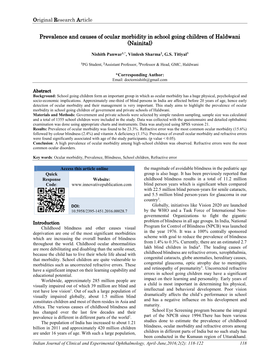 Prevalence and Causes of Ocular Morbidity in School Going Children of Haldwani (Nainital)