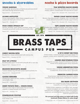 Brass Taps Menu