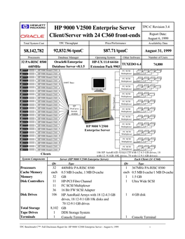 HP 9000 V2500 Enterprise Server Client/Server with 24 C360 Front-Ends