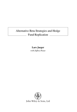 Alternative Beta Strategies and Hedge Fund Replication