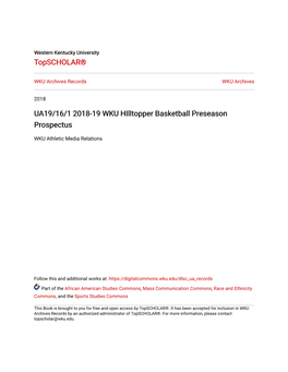 UA19/16/1 2018-19 WKU Hilltopper Basketball Preseason Prospectus