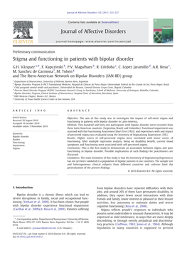 Stigma and Functioning in Patients with Bipolar Disorder