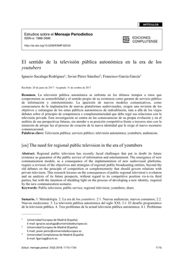 El Sentido De La Televisión Pública Autonómica En La Era De Los Youtubers