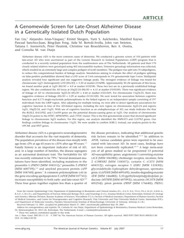 ARTICLE a Genomewide Screen for Late-Onset Alzheimer Disease in a Genetically Isolated Dutch Population