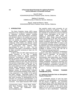 A Physically Based Parameter for Lightning Prediction and Its Calibration in Ensemble Forecasts