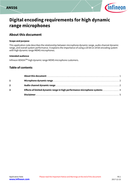 AN556: Digital Encoding Requirements for High Dynamic Range Microphones