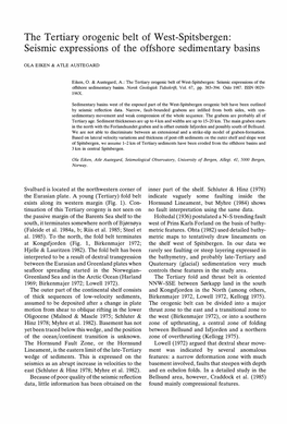 The Tertiary Orogenic Belt of West-Spitsbergen: Seismic Expressions of the Offshore Sedimentary Basins