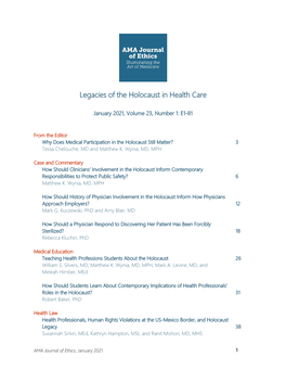 Legacies of the Holocaust in Health Care