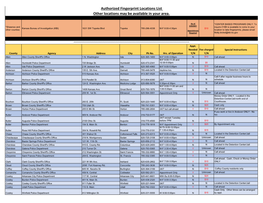 Authorized Fingerprint Locations List Other Locations May Be Available in Your Area