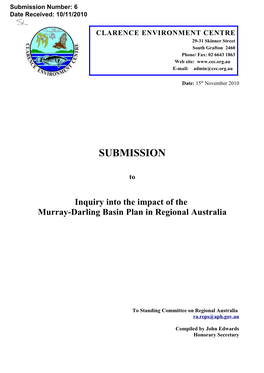 CLARENCE ENVIRONMENT CENTRE 29-31 Skinner Street South Grafton 2460 Phone/ Fax: 02 6643 1863 Web Site: E-Mail: Admin@Cec.Org.Au