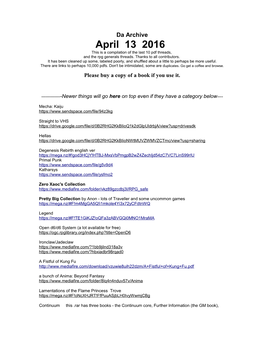 April 13 2016 This Is a Compilation of the Last 10 Pdf Threads, and the Rpg Generals Threads