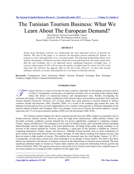 The Tunisian Tourism Business