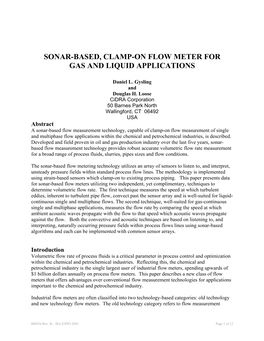 Sonar-Based, Clamp-On Flow Meter for Gas and Liquid Applications