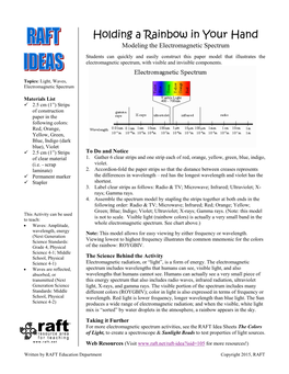 Holding a Rainbow in Your Hand Modeling the Electromagnetic Spectrum