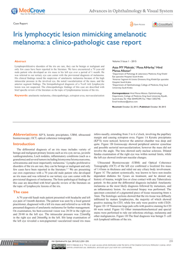 Iris Lymphocytic Lesion Mimicking Amelanotic Melanoma: a Clinico-Pathologic Case Report