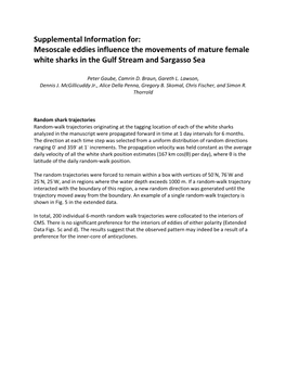 Mesoscale Eddies Influence the Movements of Mature Female White Sharks in the Gulf Stream and Sargasso Sea