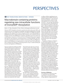 Regulating New Intracellular Functions of Mono(ADP-Ribosyl)Ation Karla L