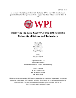 Improving the Basic Science Course at the Namibia University of Science and Technology