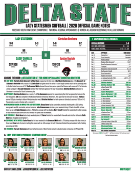 Lady Statesmen Softball | 2020 Official Game Notes @