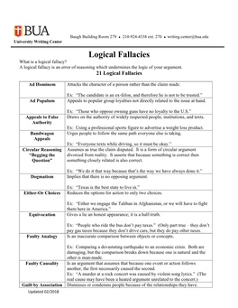 Logical Fallacies (Pdf)