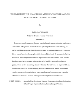 The Development and Evaluation of a Freshwater Mussel Sampling