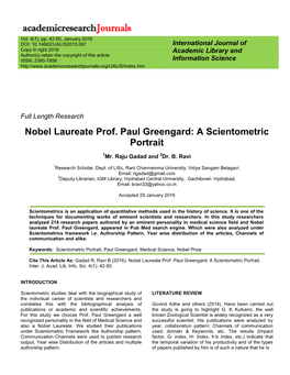 A Scientometric Portrait