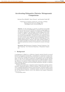 Accelerating Exhaustive Pairwise Metagenomic Comparisons