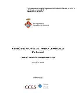 REVISIÓ DEL PGOU DE CIUTADELLA DE MENORCA Pla General