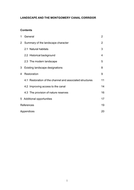 Landscape and the Montgomery Canal Corridor (1.1MB PDF)