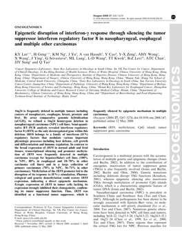 Epigenetic Disruption of Interferon-Γ Response Through Silencing The