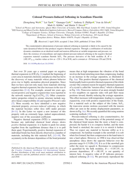 Colossal Pressure-Induced Softening in Scandium Fluoride