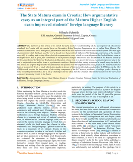 How Argumentative Essay As an Integral Part of the Matura Higher English Exam Improved Students’ Foreign Language Literacy