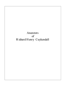 Ancestors of Richard Henry Cuykendall