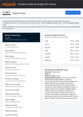 Horaires Et Trajet De La Ligne 561 De Bus Sur Une Carte