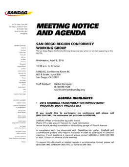 Meeting Notice and Agenda