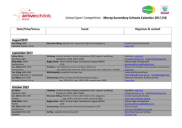 Moray Secondary Schools Calendar 2017/18