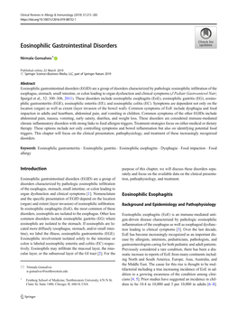 Eosinophilic Gastrointestinal Disorders