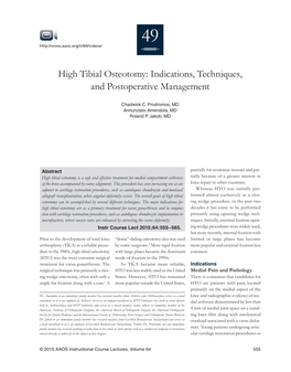 High Tibial Osteotomy: Indications, Techniques, and Postoperative Management