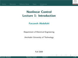 Nonlinear Control Lecture 1: Introduction