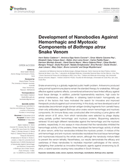 Development of Nanobodies Against Hemorrhagic and Myotoxic Components of Bothrops Atrox Snake Venom