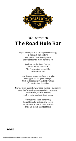 Road Hole Bar Drinks Menu 2009