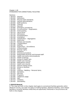 Chapter 1.28 STANDARDS for CORRECTIONAL FACILITIES