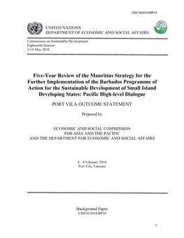 Five-Year Review of the Mauritius Strategy for the Further