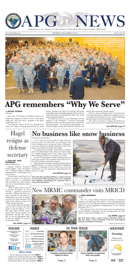APG Remembers “Why We Serve”