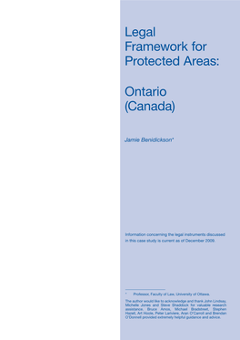 Legal Framework for Protected Areas: Ontario (Canada)