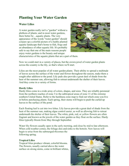 Planting Your Water Garden