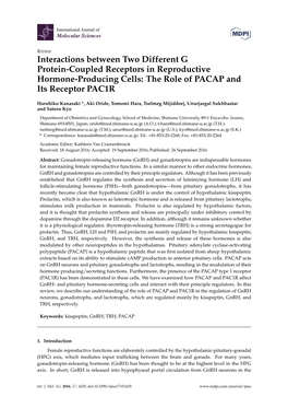 Interactions Between Two Different G Protein-Coupled Receptors in Reproductive Hormone-Producing Cells: the Role of PACAP and Its Receptor PAC1R