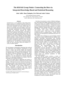 The KOJAK Group Finder: Connecting the Dots Via Integrated Knowledge-Based and Statistical Reasoning