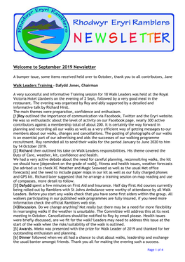 September 2019 Newsletter